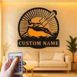 Cartel de metal LED personalizado de kitesurfista, regalo para entusiastas de deportes acuáticos, decoración para casa de playa