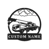 Cartel de metal LED de camión de grúa personalizado, regalo para entusiastas de la construcción, decoración para garaje u oficina