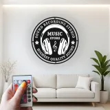 Aufnahmestudio LED-Schild | Individuelle Metallwandkunst mit Vintage-Kopfhörern | Personalisierte Musikerdekoration & DJ-Logo