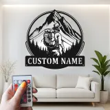 Custom Hiker Metal Wall Art | Personalized LED Light Sign for Mountain Decor | Outdoor Adventure Gift for Nature Lovers