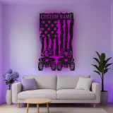 Custom ATV Riders American Flag Led Light Metal Wall Art Adventure Gift for Him Garage or Man Cave Decor