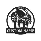 Regalo personalizzato per vigile del fuoco | Arte murale LED in metallo con nome personalizzato | Insegna con aquila patriottica per caserma e casa