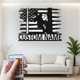 Décoration murale en métal personnalisée avec drapeau américain et rétroéclairage pour électriciens