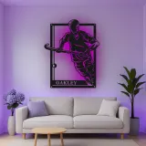 Custom Field Hockey Player Led Light Metal Wall Art Sports Gift for Athletes Game Room Decor