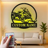 Personalized Snowmobile Metal Sign | LED Light Wall Art | Custom Winter Sports Decor for Cabin | Snowmobiling Enthusiast Gift