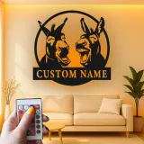 Cartel de metal LED personalizado de burros riendo regalo rústico para amantes de los animales decoración de granja