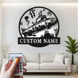 Personalisierter U-Boot LED Metall-Schild | Nautische Wandkunst | Vintage Ozean-Dekor für Marine-Veteranen oder Meeresliebhaber
