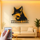 Custom Fox Metal Wall Art | Personalized LED Name Sign for Nursery or Living Room | Animal Lover Gift