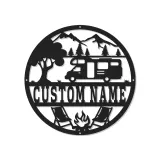 Insegna in metallo LED per campeggio RV personalizzata regalo per campeggiatori decorazione per avventure all'aperto