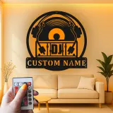 Cartel de metal personalizado con luz LED de tornamesa regalo personalizado para amantes de la música decoración de estudio o man cave
