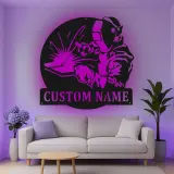 Personalisierte LED-Metall-Wandkunst für Schweißer – Geschenk für Schweißer, Garagen- oder Werkstattdekor