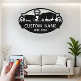 Cartel de metal LED de granja de cerdos personalizado Regalo para agricultores Decoración rústica de granero