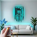 Cartel de metal LED personalizado para cesta de disc golf, regalo personalizado para disc golfers, decoración de sala de juegos