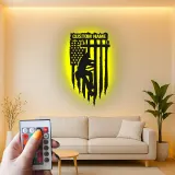 Arte murale in metallo LED Lineman personalizzata | Insegna con bandiera americana per elettricista | Decorazione patriottica per casa e ufficio