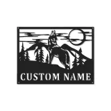 Insegna in metallo personalizzata con lupo che ulula e luce LED regalo per amante della natura decorazione per cabin o lodge