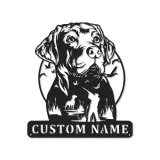 Insegna per Cacciatore Labrador Retriever | Insegna in Metallo LED Personalizzata | Regalo per Cacciatori per Man Cave | Decorazione per Caccia all'Anatra