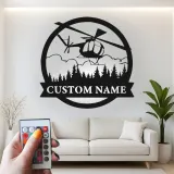 Custom Helicopter LED Sign | Personalized Pilot Gift | Metal Aviation Wall Art for Office & Man Cave