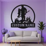 Panneau personnalisé de pêcheur avec LED | Décoration murale en métal sur mesure | Déco pour maison de lac et chalet | Cadeau pour pêcheur