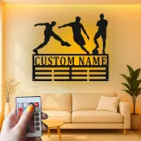 Insegna in Metallo Personalizzata per Calciatore | Arte Murale LED con Nome Personalizzato | Decorazione per Stanza di Gioco per Atleti | Regalo per Ragazzo Adolescente
