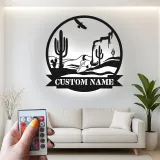Custom Desert Landscape Led Light Metal Wall Art Personalized Southwest Decor Gift Living Room Western Style