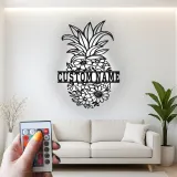 Insegna in metallo a forma di ananas personalizzata con LED | Arte murale floreale su misura | Decorazione tropicale per cucina e patio | Regalo originale per la nuova casa