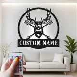 Custom Deer Antler Led Light Metal Wall Art Personalized Hunter Gift Rustic Cabin Decor