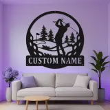 Decoración mural de metal LED de golf personalizada | Cartel con nombre de golfista para cueva masculina | Regalo decorativo retroiluminado para él