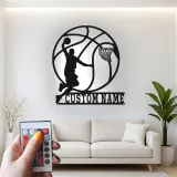 Custom Basketball Player Led Light Metal Wall Art Personalized Sports Gift for Athletes Game Room Decor 1