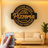 Personalized Pizzeria Sign | Custom 3D Metal Wall Art | Retro Restaurant & Kitchen Decor | Backlit LED Logo for Business
