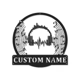 Personalized DJ LED Sign | Custom Metal Headphones Wall Art | Soundwave Music Studio Decor | Audio Wave Gift for Musicians
