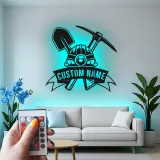 Personalisierte LED Metall-Wandkunst für Bergleute – Geschenk für Garage oder Werkstatt
