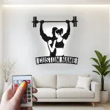 Panneau en métal personnalisé pour couple sportif | Décor LED personnalisé pour salle de sport à la maison | Décoration murale fitness, cadeau pour couple