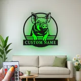 Cartel LED de cerdo personalizado | Arte mural de animal de granja personalizado | Decoración de granero y cocina retroiluminada | Regalo para agricultor