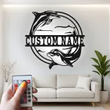 Cartel de metal personalizado con delfín y luz LED, regalo para amantes del océano, decoración para dormitorio o salón