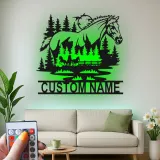 Arte murale in metallo LED personalizzata per cavalli | Decorazioni equestri per ranch | Segnaletica per stalle e regalo per amanti dei cavalli