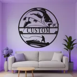 Arte murale in metallo da pesca su misura | Insegna LED personalizzata per pescatore | Arredo per casa al lago e regalo per angler