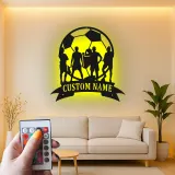 Personalized Soccer Team Metal Sign | Custom LED Wall Art for Athlete Room | Game Room Sports Decor Gift