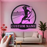 Insegna in metallo personalizzata con luce LED per giocatore di pallavolo - Regalo sportivo personalizzato per atleti, decorazione per sala giochi