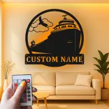 Custom Cruise Ship Metal Sign | LED Nautical Wall Art | Personalized Travel Gift | Home Bar Decor | Laser Cut Silhouette