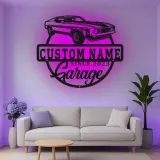 Custom Muscle Car Led Light Metal Wall Art Personalized Garage Gift for Car Enthusiasts Man Cave Decor 5