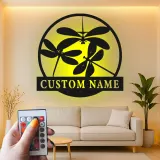 Insegna in metallo LED a forma di libellula personalizzata, regalo per amanti della natura, decorazione per camera da letto o giardino 1