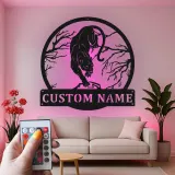 Prowling Panther LED Metal Sign | Custom Name Wall Art | Realistic Wildlife Silhouette for Man Cave or Office Decor