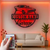 Personalisierte Muscle Car Schild | LED Metall-Wandkunst | Vintage Garagen Dekor | Individuelles Man Cave Geschenk | Lasergeschnittene Autoschilder