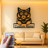 Personalisierte LED-Metall-Wandkunst mit Katze – Geschenk für Katzenliebhaber für Wohn- oder Schlafzimmer 1