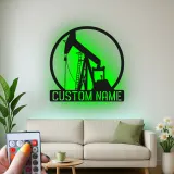 Custom Oil Pump Jack LED Metal Art | Personalized Oilfield Decor | Industrial Man Cave Sign