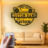 Custom Sports Car Led Light Metal Wall Art Personalized Garage Gift for Car Enthusiasts Man Cave Decor 3