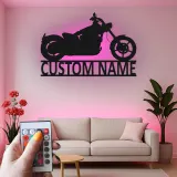 Custom Motorcycle Led Light Metal Wall Art Personalized Gift for Bikers Garage or Man Cave Decor 6