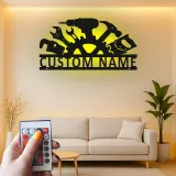 Enseigne personnalisée pour atelier | Décoration murale LED en métal | Décor de garage avec prénom | Cadeau pour menuisier ou mécanicien