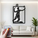Insegna in metallo personalizzata con luce LED per giocatori di tennis - Regalo per appassionati di tennis e decorazione per sale giochi