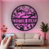 Custom Astronaut Space Adventure Led Light Metal Wall Art Personalized Gift for Kids Bedroom or Nursery Decor
